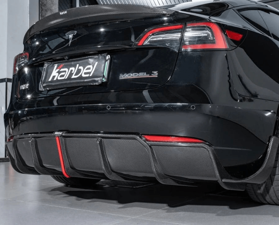 Karbel Carbon Karbel Tesla Model 3 Performance Dry Carbon Rear Diffuser & Canards (2017–2023)