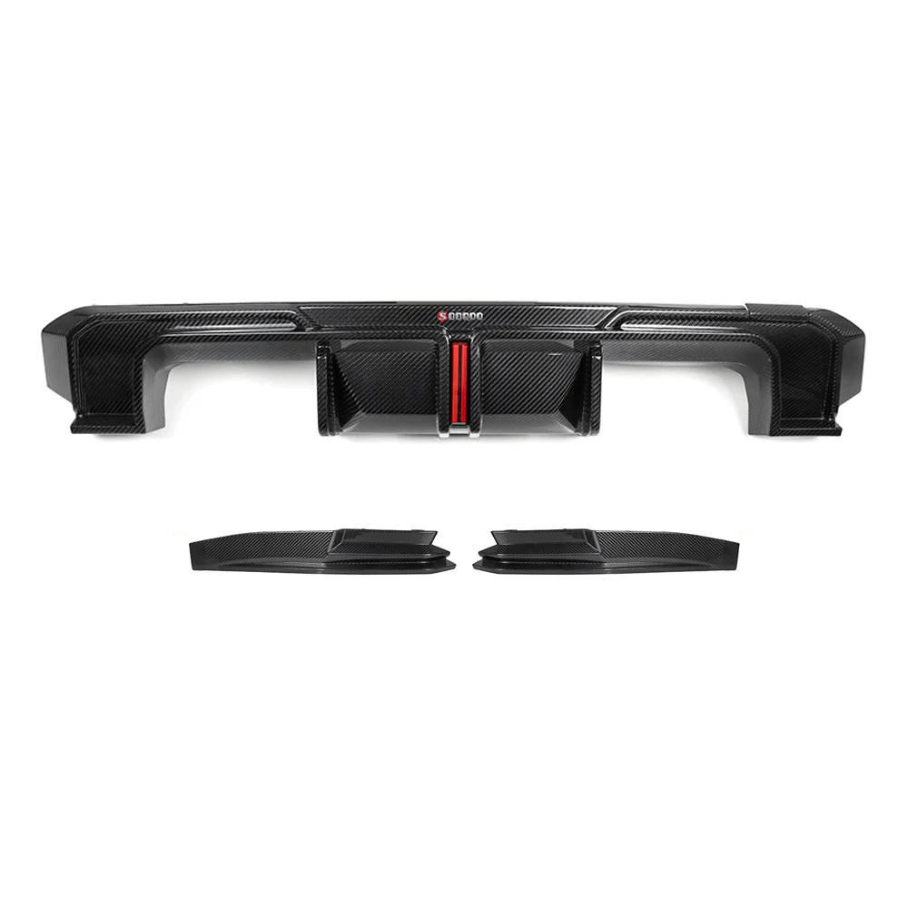 Sooqoo Carbon Sooqoo Dry Carbon V1 Rear Diffuser w/ Brake Light for BMW M3/M4 G8X (2021–Present)
