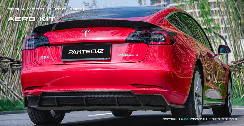 Paktechz Dry Carbon Rear Spoiler for Tesla Model 3 (2017–Present)