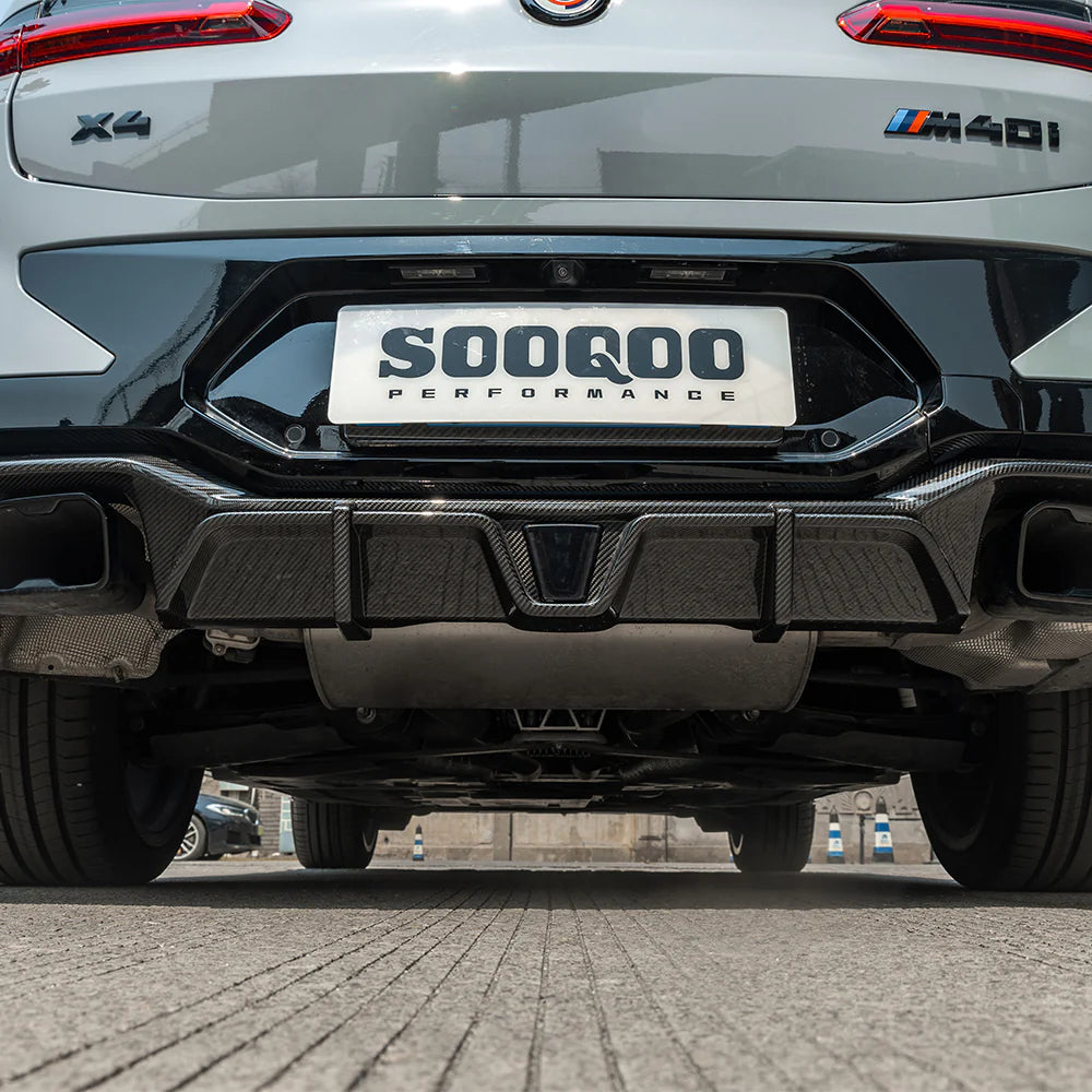 Sooqoo Dry Carbon Rear Diffuser with Brake Light for BMW X4 G02 (2020–Present)