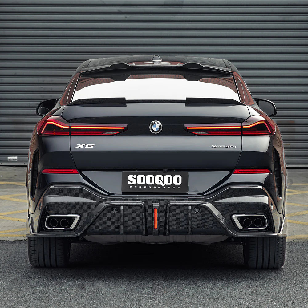 Sooqoo Dry Carbon Rear Diffuser with Brake Light for BMW X6 G06 (2020–Present)