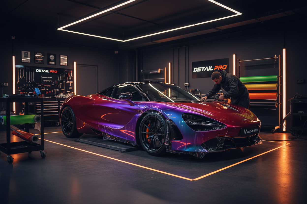 Full color-change wraps, branding, accents, and premium paint-protection film installations.