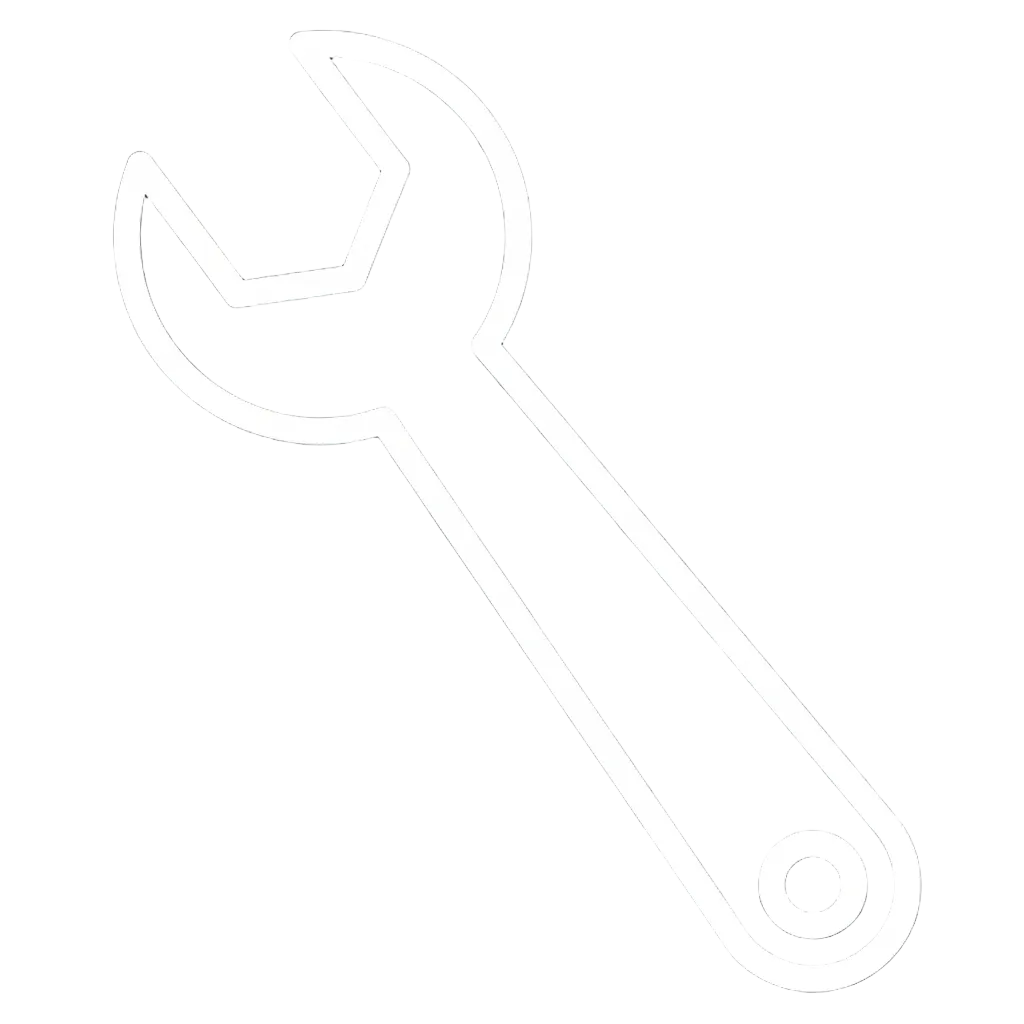 icon with Wrench or checkmark black lines with transparent background